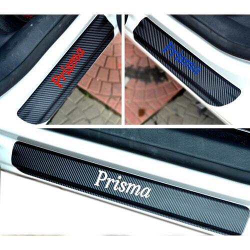 4PCS Carbon Fiber Vinyl Welcome Pedals Sill Guards sticker car door sill sticker for Chevrolet Prisma Car accessories
