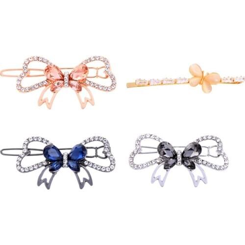 2021 New Bowknot Hollow Hair Pin For Women Party Gifts Elegant Crystal Opal Barrettes Fashion Jewelry Popular Wholesale