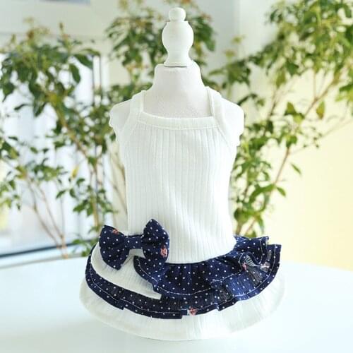 Navy Floral Sling Skirt Dog Dress Pet Products Summer Cotton Clothing For Dogs Cats Rabbit Chihuahua Teddy Dog Clothes 2021