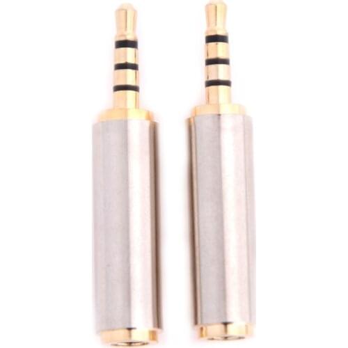 Wholesale Gold 2.5 mm Male to 3.5 mm Female audio Stereo Adapter Plug Converter Headphone jack Wholesale 2PCS/lot