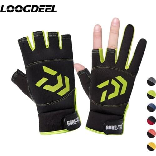 LOOGDEEL Outdoor Sports Fingerless Fishing Gloves Breathable Palm Anti-slip Durable Skin-friendly Fabric Running Cycling Gloves