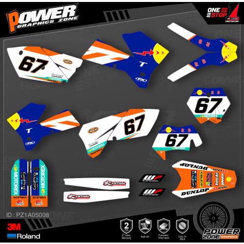 PowerZone Custom Team Graphics Backgrounds Decals 3M Stickers Kit For KTM SX SXF MX 05-06 EXC XCW Enduro 05-07 125 to 500cc 08