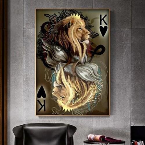 Posters Wall Pictur Home Decor Lion Poker Canvas Prints Minimalist Picture Animal Print Poster Decorative Canvas Painting