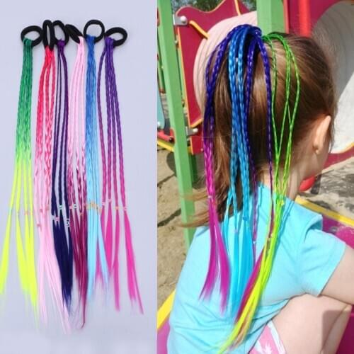 Colorful Gradient Headband Girls Twist Braid Rope Simple Rubber Band Hair Accessories Kids Wig Rope Hair Braider Tools Headwear