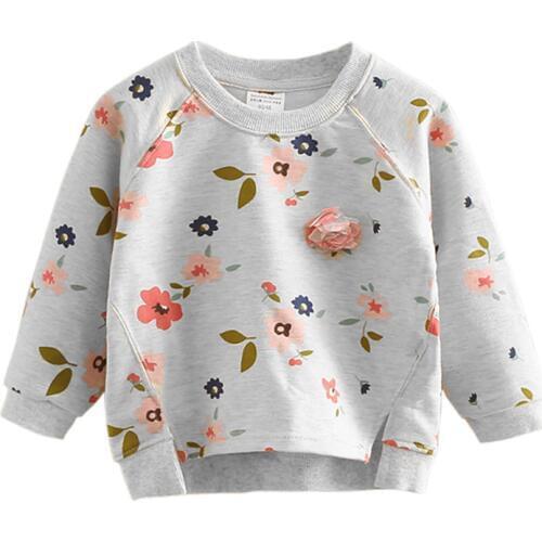 Girls Floral Printed Pullover Hoodies Toddler Casual Long Sleeve Sweatshirt Tops Children Pullover Clothes for Girls 2 3 4 5 6 T