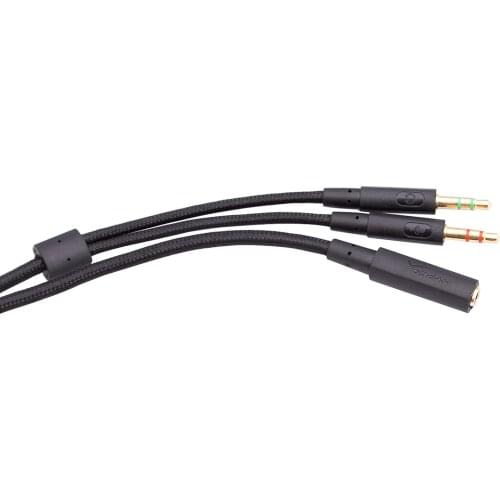 Braided Replacement PC Y Audio Microphone Splitter Cable For Kingston HyperX Cloud Stinger Mix Alpha Gaming Headphones Headsets