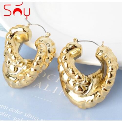 Sunny Jewelry Fashion Earrings Copper African Heart Large Style Hoop Earrings For Women High Quality Classic Party Wedding