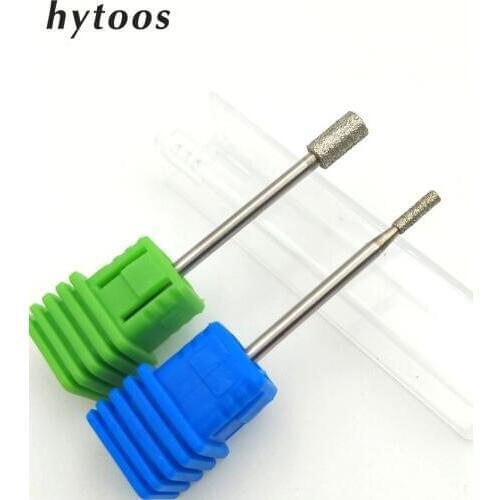 HYTOOS 2Pcs Column Diamond Burr Nail Drill Bit 3/32" Rotary Manicure Cutters Nail Drill Accessories Nail Mills Tool S24