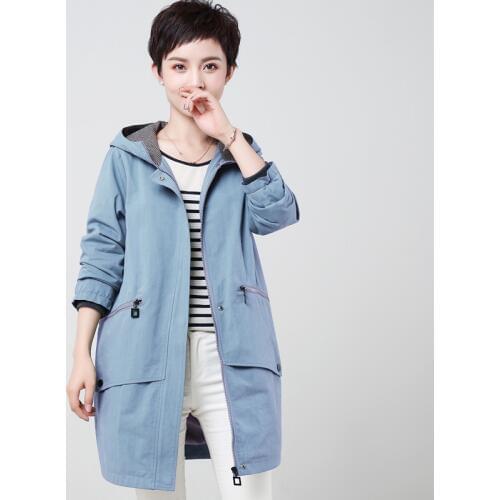 Summer Autumn Large Size Loose Trench Coat Womens Casual Hooded Windbreakers New Female Long Cotton Coat Ladies Hooded Coat Tops