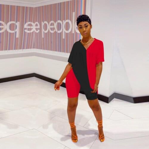 Ueteey New Two-piece Casual Loose V-Neck Patchwork Two-piece Pant Set