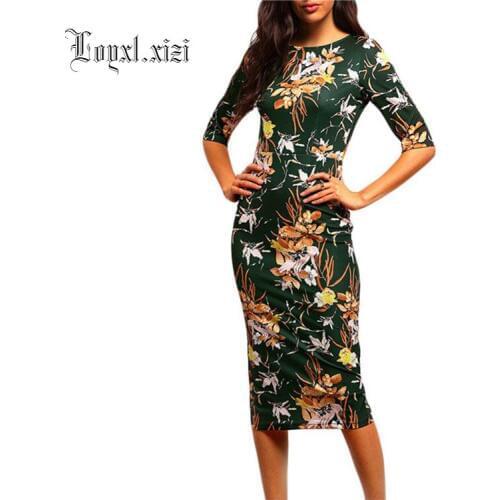 2018 spring fashion thin tights dress slim package hip stamp split sleeve middle length LQ0029