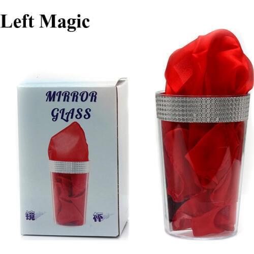 Mirror Glass Magic Tricks New Liquid To Silk Appearing Props Close-Up Magic Street Stage Magic Accessories Comedy Mentalism