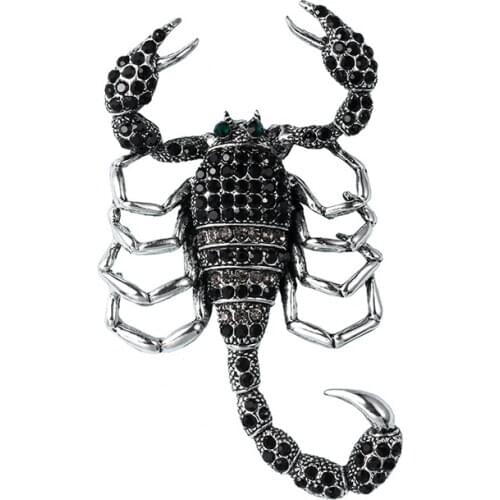 Personality Scorpion Brooches Black Alloy Metal Corsage Insect Animal Mens Suit Lapel Pin Women Clothing Accessories Jewelry