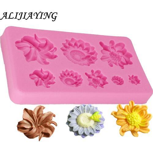 1Pcs Flower Silicone Molds Fondant craft Cake Candy Pastry Baking Tool Mould Chocolate Molds Cake Border Mould D1269