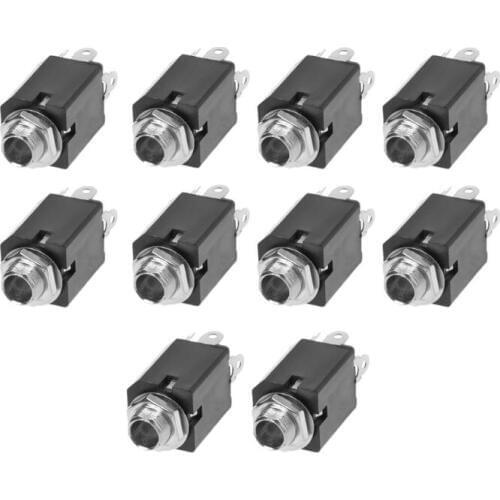 10pcs 6.35mm Audio Plug Sockets PJ-612 3-Pin Connector With Screw Nut