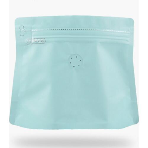100pcs Side zipper valve bag aluminum foil coffee bean packing bags blue ziplock stand up pouch package