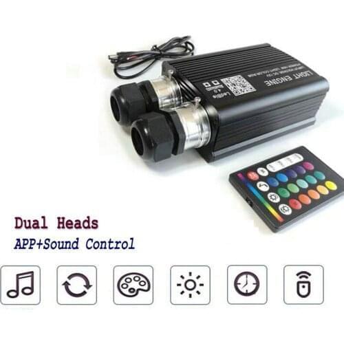 12V RGBW Dual head App Smart phone Remote controlled Audio Voice controlle 20W Car Interior Starry Light Engine Fiber Optic DIY
