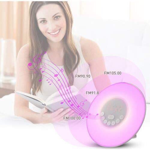 2019wake Up Light Alarm Clock Sunrise/sunset Simulation Digital Clock With Fm Radio 7 Colors Light Sounds Function Touch Control