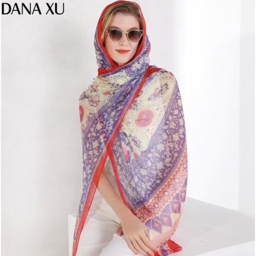 2020 Silk Long Scarf Luxury Brand Women New Design Beach Blanket Shawl Wear Swimwear Bandana Hijab Face Shield Foulard