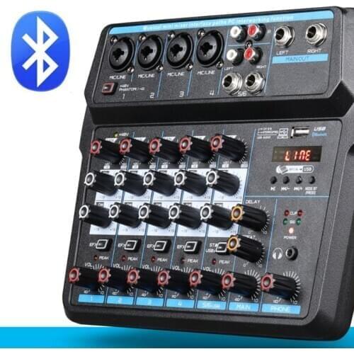 6Channel Mixer with USB Bluetooth 48V Phantom Power Sound Mixing Console 203A