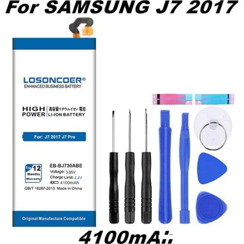 LOSONCOER 4100mAh EB-BJ730ABE For Samsung Galaxy J7 Pro,J7 2017,SM-J730F/DS,J730FM,J730GM/DS,J730K,J730G Battery Free tools