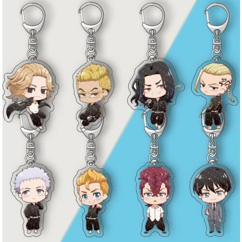 Anime Tokyo Revengers Manjiro Ken Takemichi Hinata Atsushi Chibi Keychain Cosplay Key Ring Lanyard Pendant Woman Man Gift Props