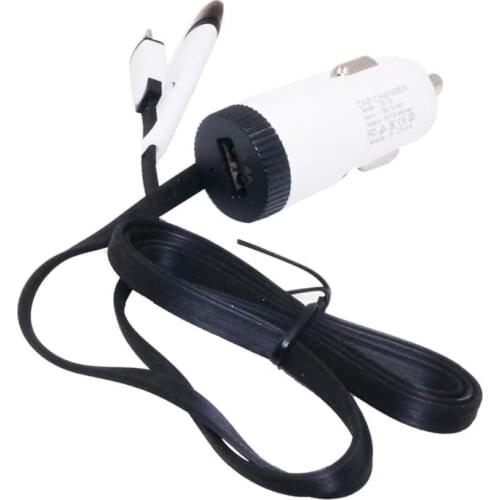 2 IN 1 Car Charger 8 Pin Adapter micr Usb Charging Cable with Round USB Output 2.4A