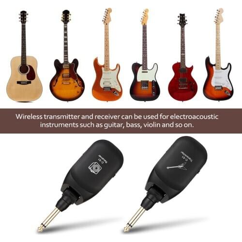 Wireless Guitar System Built-in Rechargeable 4 Channels Wireless Guitar Transmitter Receiver for Electric Guitar Bass