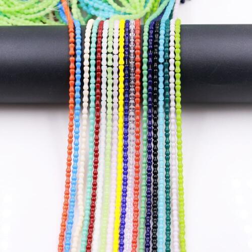 ZHUBI 140PCS/LOT Fashion Peanut Bone-shape Bead 3x8mm Crystal Glass Smooth Loose Beads DIY Making Jewelry Findings Fit Bracelet