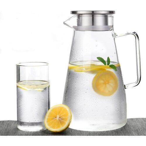 1.5L/1.8L Domestic Cold Water Kettle Glass Heat Resistant Juice Beverage Pot Set Explosion Proof Large Capacity Transparent