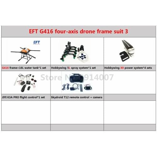 NEW EFT G416 Four-axis 16L Agricultural Spray Drone Frame Kit 16kg Water Tank K3A PRO T12 H12 VD32 Hobbywing X9 Power System UAV