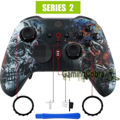 Tiger Skull Soft Touch Faceplate Front Housing Shell Replacement Kit for Xbox One Elite Series 2 Controller Model 1797