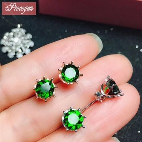 Natural Diopside stud earrings 925 sterling silver Fashion lovely earrings Genuine Gemstone Anniversary gift for women #181010