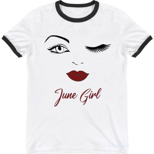 Lips Eyelash Makeup Tshirt Women April/May/June/July/August Birthday Gift T Shirt Female Summer Tops Tee Shirt Femme T-Shirt