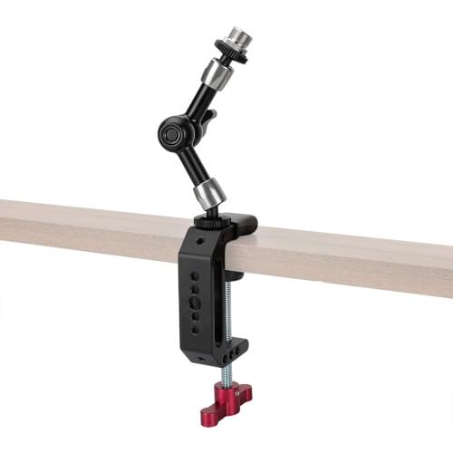 KIMRIG Multipurpose Super C Clamp + Articulating Magic Arm With 5/8"-27 Microphone Screw Adapter For Microphone Led Light