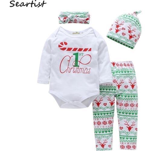 Seartist 2021 New Baby Boys Girls Christmas 3Pcs Clothing Set Newborn Bebes Clothing Suit+Leggings+Cap Baby Boy Girl Clothes 25