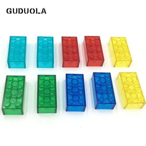 Guduola 38pcs/lot Small Building Block Colorful Transparent 3001 Brick 2x4 DIY Model Bricks Parts Kids Learning Educational Toys