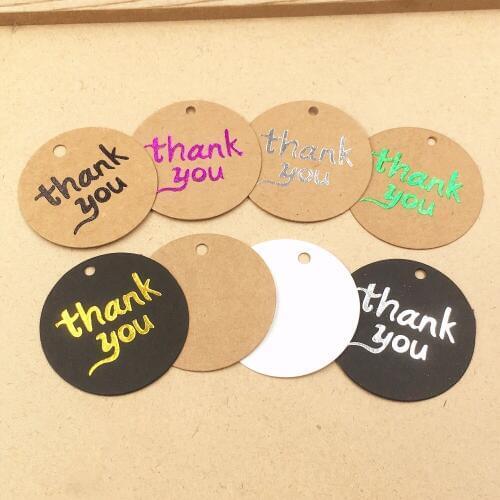 4x4cm 300pcs round thank your gift tag kraft paper for gift /candy favor packing price tag goods decoration custom cost extra