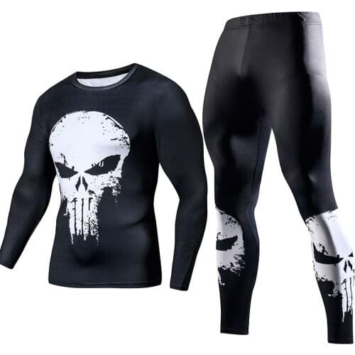 Mens Compression GYM Training Clothes Suits Workout Homme Compr Jogging Sportswear Fitness Dry Fit Tracksuit Tights 2pcs / sets
