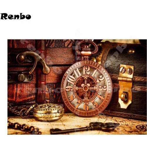 Vintage style 5D DIY Diamond Embroidery still life clock Diamond Painting Cross Stitch Full Square Drill Mosaic Decoration Home