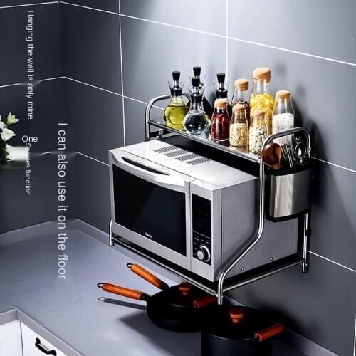 Wall-mounted microwave oven commodity shelf kitchen stainless steel 2 tier wall-hung type The oven rack electric cooker shelf