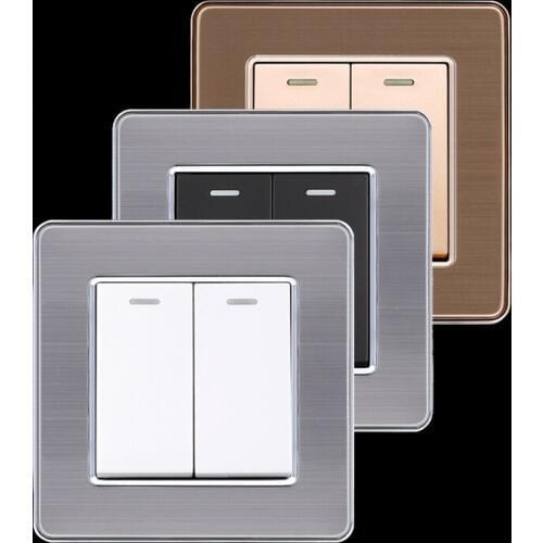 1/2/3 Gang 1 2 Way Luxury Wall Switch Stainless Steel Panel Light Switch On Off Wall Switch Interruptor Push Button Light Switch
