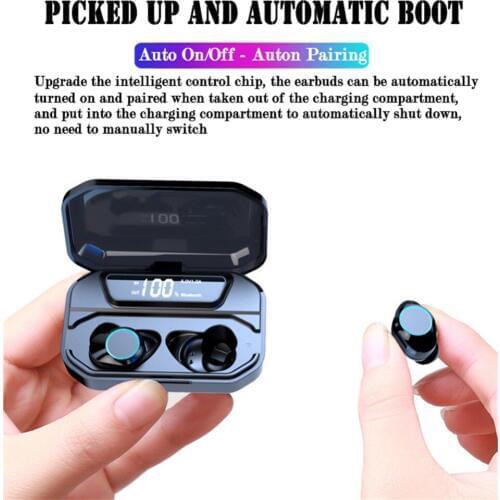 G02 TWS Bluetooth 5.0 Earbuds Handsfree Wireless earphones Stereo Music Waterproof headsets with 3300mAh Charging Case
