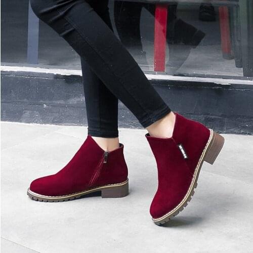 2021 NEW Women Martin Boots Autumn Winter Boots Classic Zipper Snow Ankle Boots Winter Suede Warm Fur Plush Women Shoes 35-42
