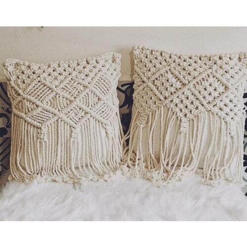 MOMS YARD New Macrame Handmade Cotton Thread Pillowcase Bohemia Moroccan Sofa Cushion Cover Decorative Pillowcase High-end Gift