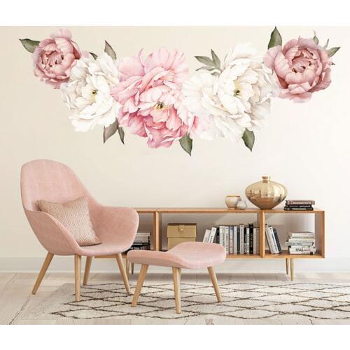 New Peony Flower Wall Stickers Bedroom Living Room Dormitory Background Study Home Decoration Wall Decals