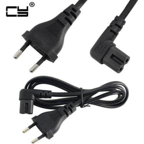 New Right angled EU Euro AC power cord cable lead 1M/2M/3M/5M EU 2-prong to figure 8 C7 for TV,Printers,Cameras,PS4,PS3 etc