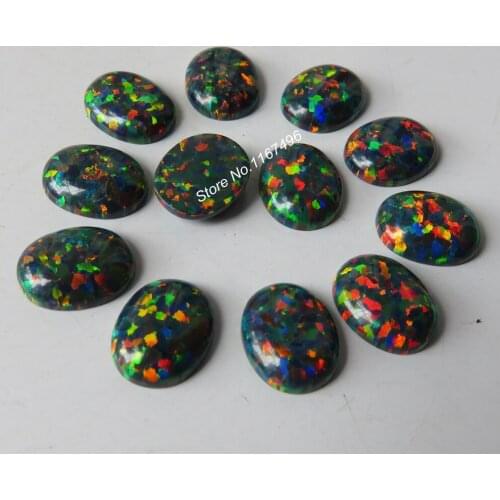 50pcs/lot 8X10mm Oval Opal OP32 Black Oval Cabochon Opal Synthetic Oval Cabochon Fire Opal Stone Oval Cabochon Opal