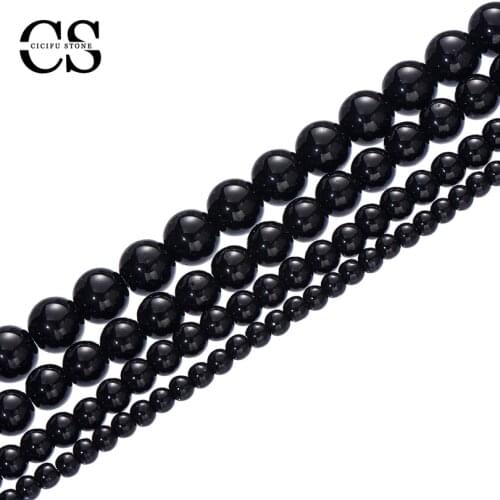 Wholesale Black Agates Beads Natural Round Stone Loose Beads for Jewelry Making DIY Bracelet Charm Accessories 4/6/8/10/12 MM