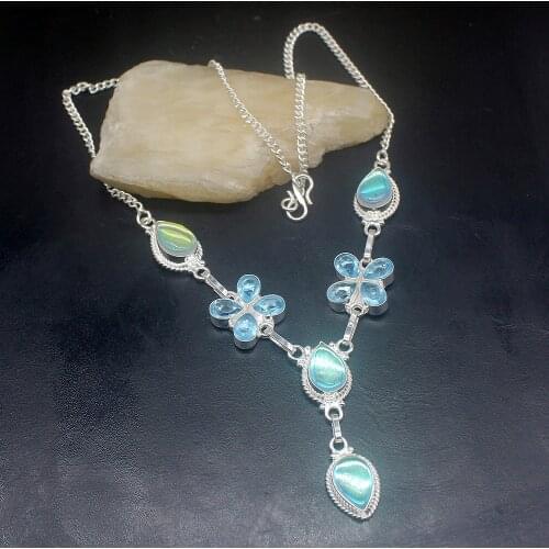 Gemstonefactory Jewelry Big Promotion 925 Silver Mystical Topaz Attractive Prom Dress Gifts Women Chain Necklace 34cm 202101406